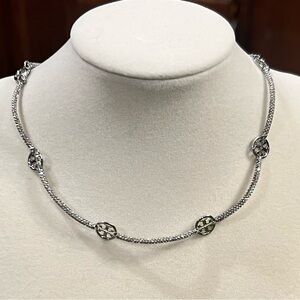 Tory Burch Miller Station Necklace in Silver tone